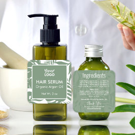 Minimaal Groen Botanisch Tropisch Bladhaar Serum Vierkante Sticker