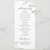 Minimaal groen rustiek trouwprogramma menu (Achterkant)