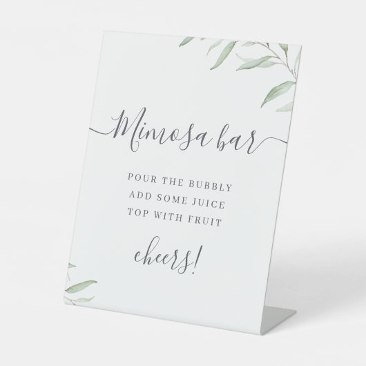 Minimaal groen script rustiek Mimosa Bar Reclamebord Met Voetstuk (Voorkant)