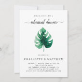 Minimaal Groen Tropisch Blad Repetitie Diner Kaart (Voorkant)