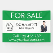 Minimaal groen wit onroerend goed te koop spandoek (Horizontaal)