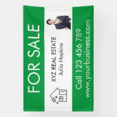 Minimaal groen wit onroerend goed te koop spandoek (Verticaal)