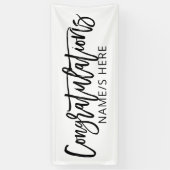 Minimaal handgeschreven zwart-witfelicitaties spandoek (Verticaal)