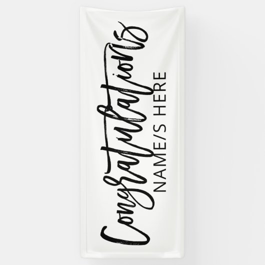 Minimaal handgeschreven zwart-witfelicitaties spandoek (Verticaal)