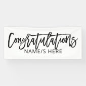 Minimaal handgeschreven zwart-witfelicitaties spandoek (Horizontaal)