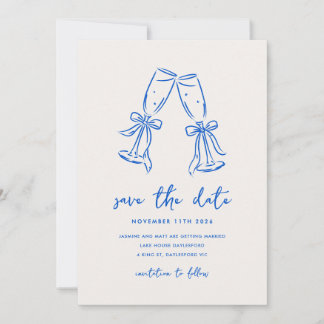 Minimaal handgetekend speels krabbel Save The Date