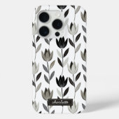 Minimaal handgetekende Boho Tulpen Monogram Naam Case-Mate iPhone Case (Achterkant)