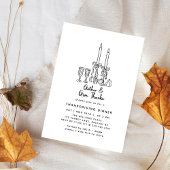 Minimaal handgetekende Thanksgiving Dinner Herfst Kaart