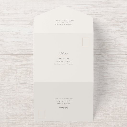 Minimaal handschrift Folie bruiloft All In One Uitnodiging (Buiten)