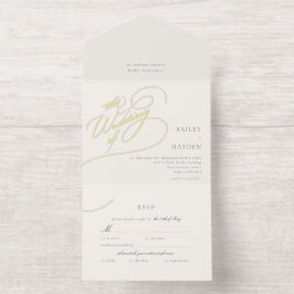 Minimaal handschrift Folie bruiloft All In One Uitnodiging