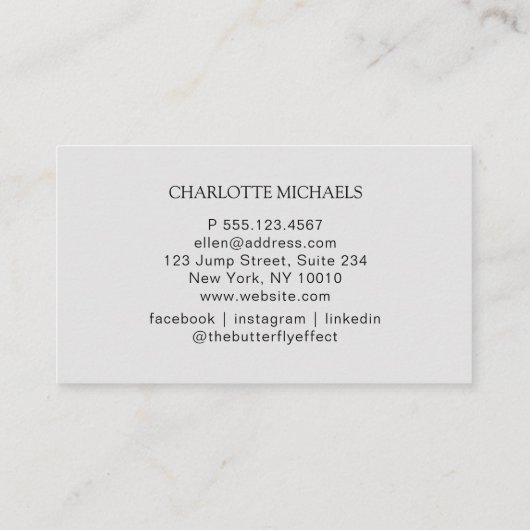 Minimaal, Handschrift, Grijs Visitekaartje (Achterkant)