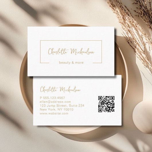Minimaal handschrift wit QR-code Visitekaartje