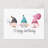 Minimaal Happy Birthday Kabouter Trio Briefkaart (Voorkant)
