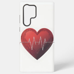 Minimaal Hartslag Liefde Rode Hart Samsung Galaxy Hoesje