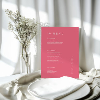 Minimaal Helder Roze Bruiloft MENU