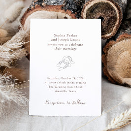 Minimaal Hoefijzer | Rustic Brown Wedding Zilver Folie Uitnodiging