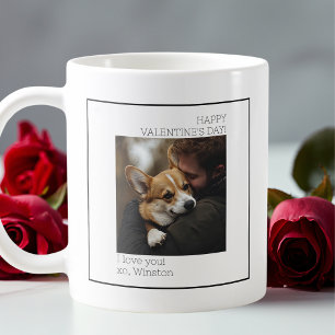 Minimaal Hond Foto Valentijnsdag Zwart-wit Koffiemok