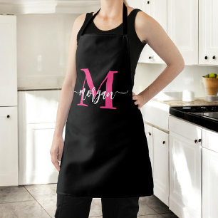 Minimaal Hot Pink Black Modern Typografisch Monogr Schort