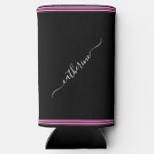 Minimaal Hot Pink Zwart Wit Cursief Schrift Naam (Achterkant)