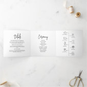 Minimaal huwelijksprogramma Zwart-wit Elegant Drieluik Programma (Binnen)