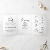 Minimaal huwelijksprogramma Zwart-wit Elegant Drieluik Programma (Binnen)