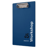 Minimaal Initialen Zwart Blauw Wit Workshop Klembord (Links)