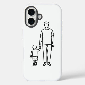 "Minimaal iPhone-hoesje met vader en kind in lijne iPhone 16 Hoesje