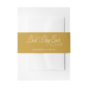 Minimaal kalligrafiescript "Beste dag ooit" bruilo Uitnodigingen Wikkel