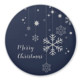 Minimaal kerstontwerp met sneeuwvlokken keramische knop