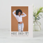 Minimaal klassiek foto Afstuderen Aankondiging (Staand voorkant)