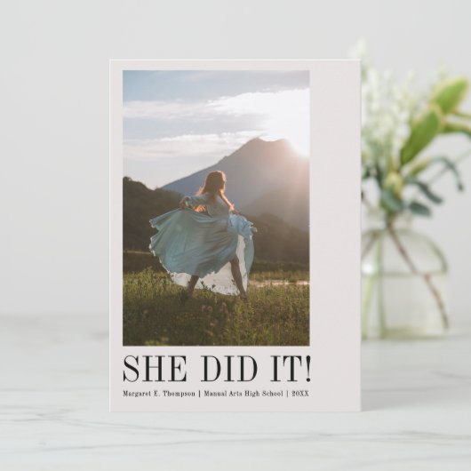 Minimaal klassiek foto Afstuderen Aankondiging (Staand voorkant)