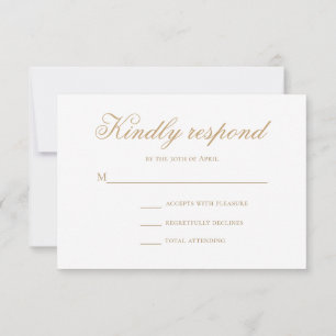 Minimaal Klassieke Stijlvolle Gouden Script Trouw RSVP Kaartje