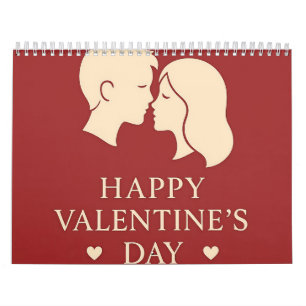 Minimaal Koppel Silhouet Romantische Valentijn 202 Kalender