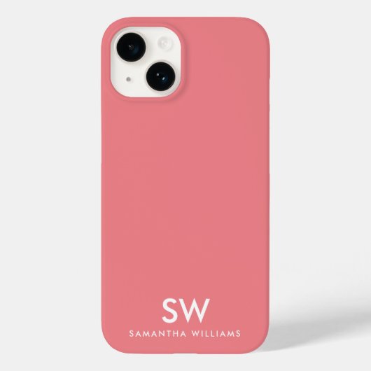 Minimaal koraalroze modern Initiaal monogram Case-Mate iPhone Case (Achterkant)