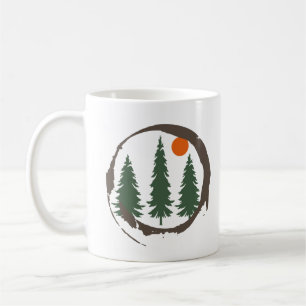 Minimaal landschap dennenbos koffiemok