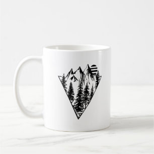 Minimaal landschap dennenbos koffiemok