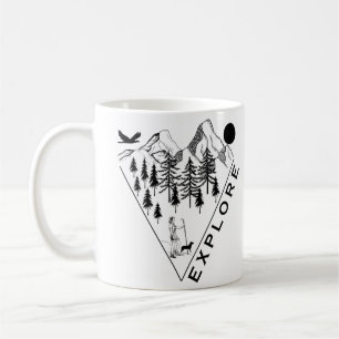 Minimaal landschap dennenbos koffiemok