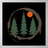 Minimaal landschap dennenbos poster (Voorkant)