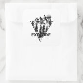 Minimaal landschap dennenbos vierkante sticker (Tas)