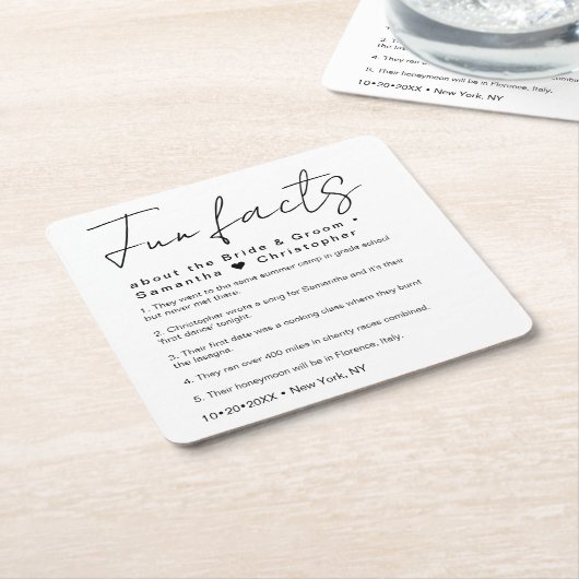 Minimaal leuk feit over bruidegom Bruiloft Vierkante Kartonnen Onderzetter (Schuin)