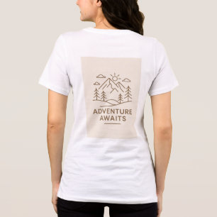 Minimaal lijnkunst “Avontuur wacht” T-shirt ontwer
