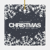 Minimaal Lijst van sneeuwvlokken | Vrolijk en getr Keramisch Ornament (Achterkant)