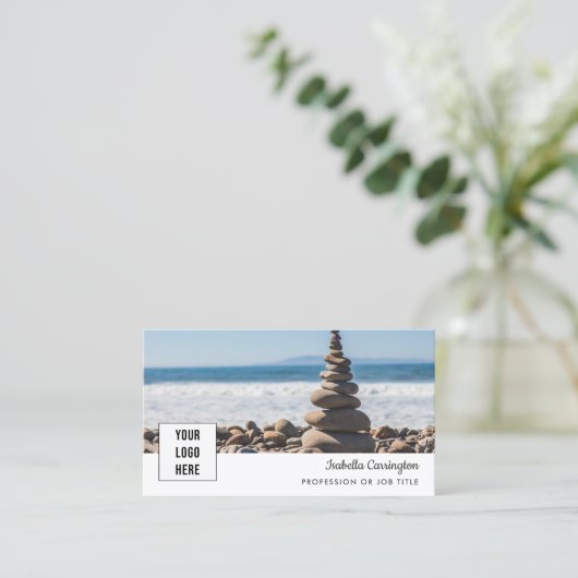 Minimaal Logo Photo QR Code Visitekaartje (Staand voorkant)