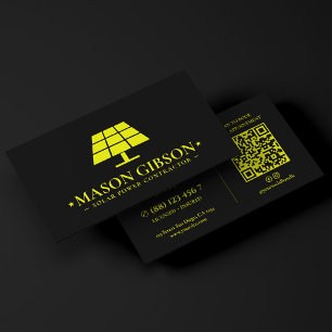 Minimaal logo van zonne-energiecontractor in geel visitekaartje