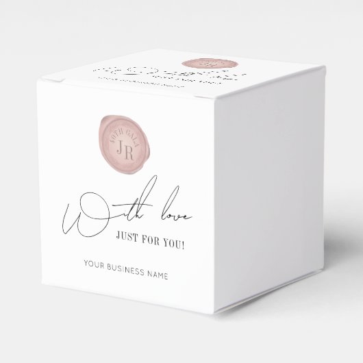 Minimaal Manuscript Roze Wax Stamp Business Monogr Bedankdoosjes (Voorkant Zijde)