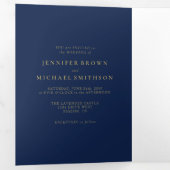 Minimaal marinepieel goudhuwelijk drieluik kaart (Binnenzijde eerst)