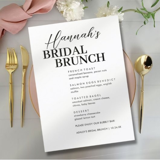 Minimaal menu Aangepaste bridal Brunch