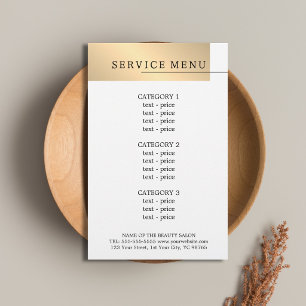 Minimaal menu Faux Gold White Black Line