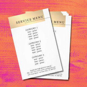 Minimaal menu Faux Gold White Black Line