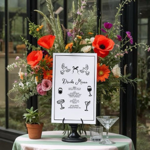 Minimaal met de hand getekend 'Drinks Menu' huweli Perfect Poster